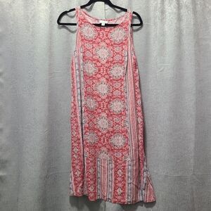 J. Jill Shift Dress Pink‎ Floral Knee Length Casual Rayon Womens M